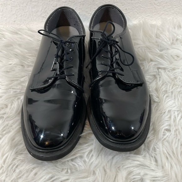 BATES LITES High Gloss Patent Leather Black Oxford Military Dress Shoes Size 8.5 - Picture 2 of 12